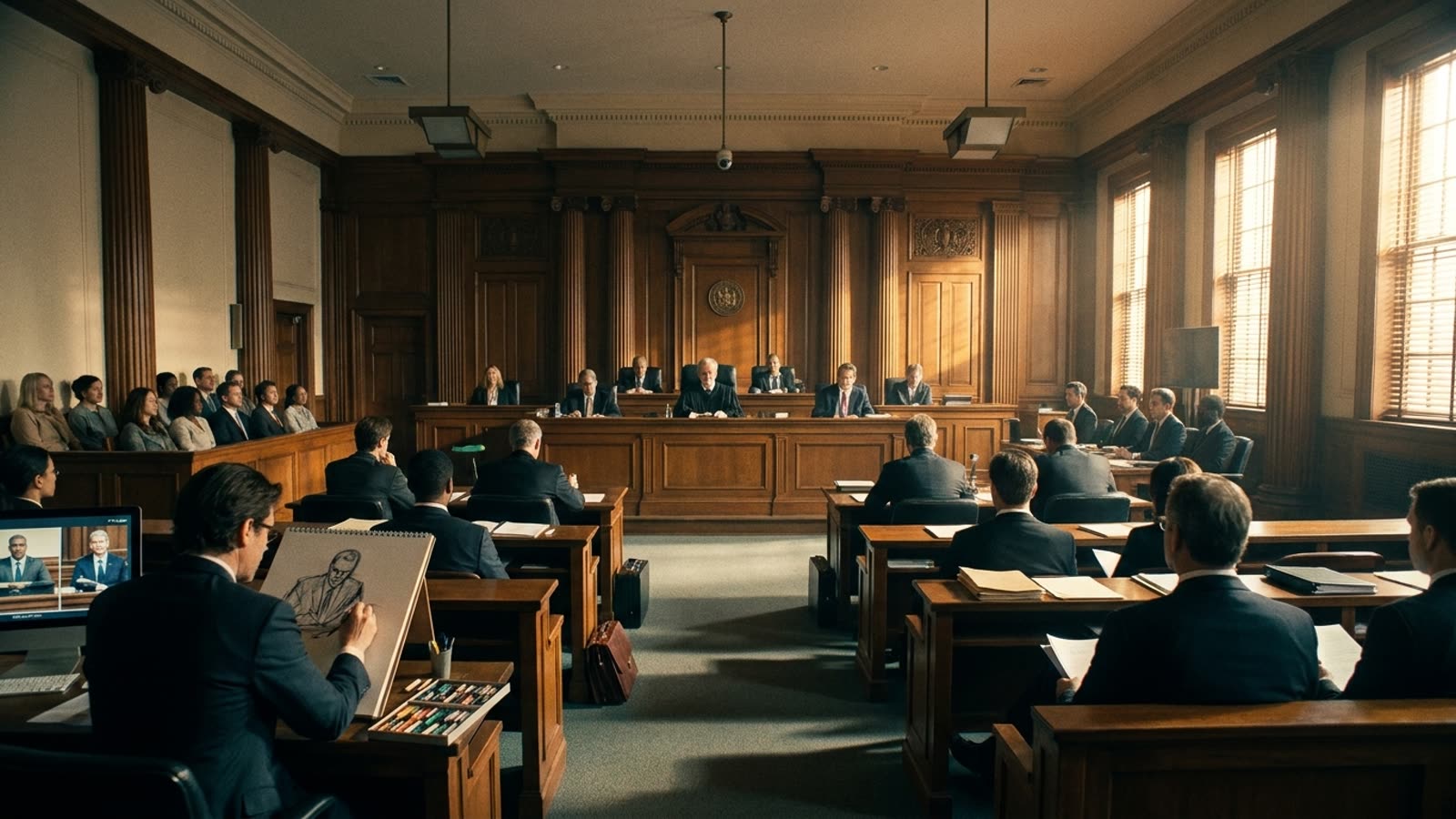 The courtroom sketch artist is not going extinct. They are becoming something stranger.