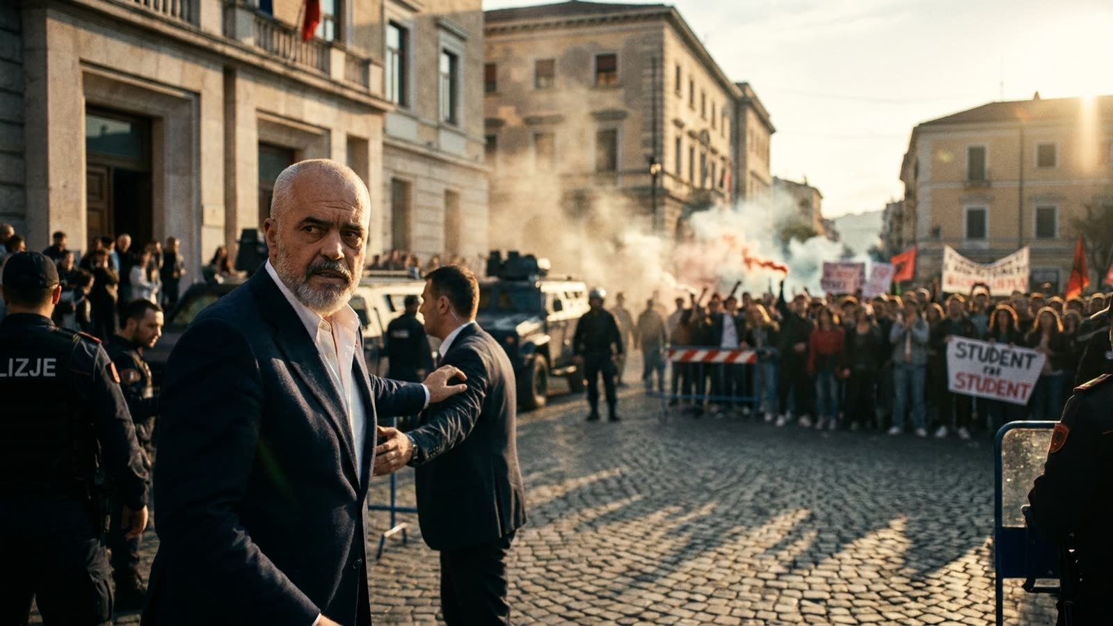 Albania's Edi Rama digs in as students storm the streets. The EU candidate is learning that aspiration cuts both ways.
