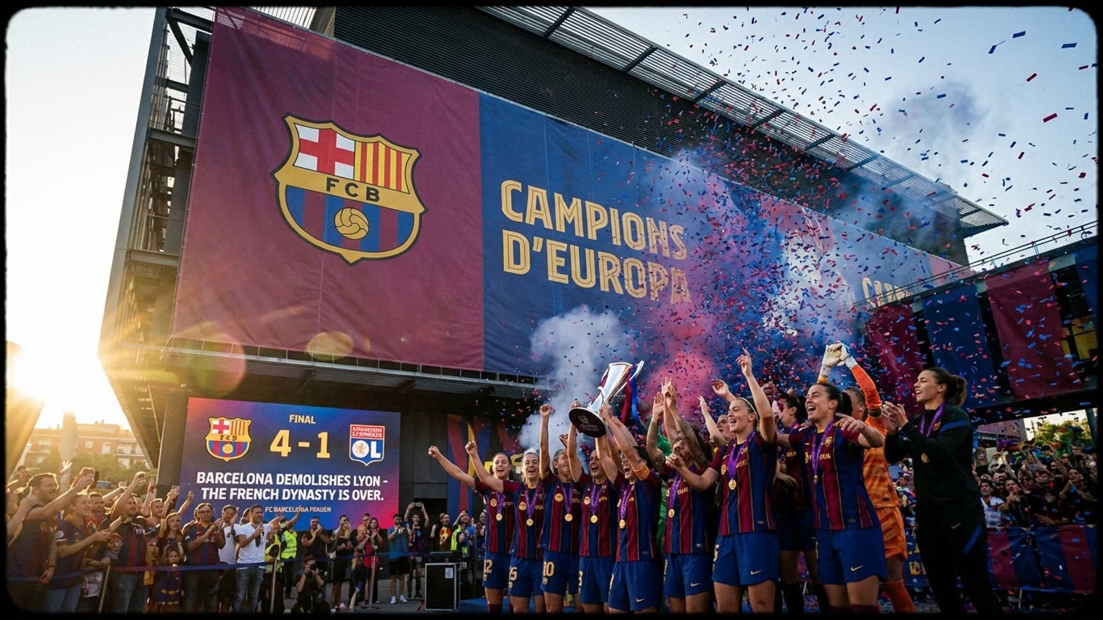 Barcelona demolishes Lyon to claim Women's Champions League crown. The French dynasty is officially over.