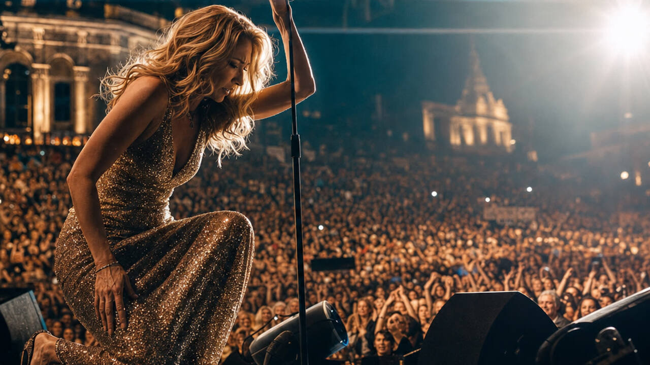 Céline Dion fell on stage in France. She got back up, which is the whole point.