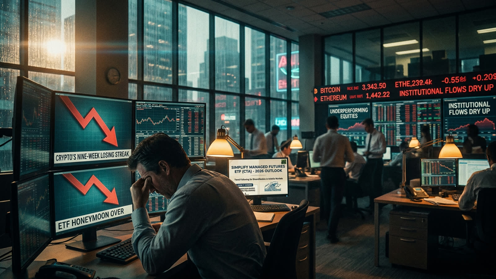 Crypto's nine-week losing streak against equities is now a structural problem. The ETF honeymoon is over.
