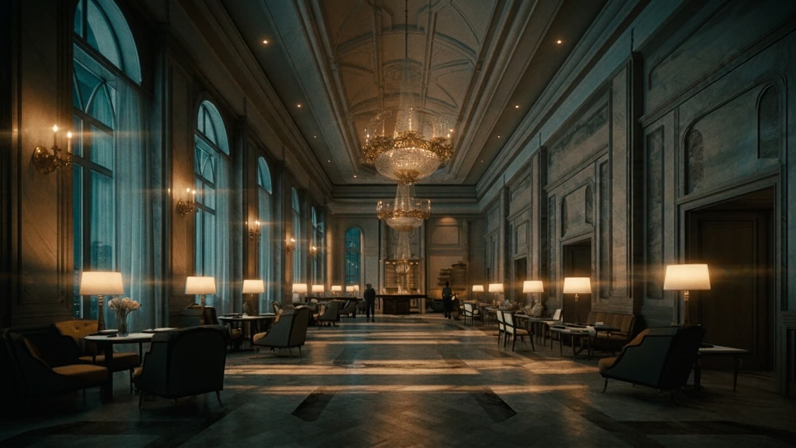 The grand hotel lobby was never about hospitality. It was about being seen.