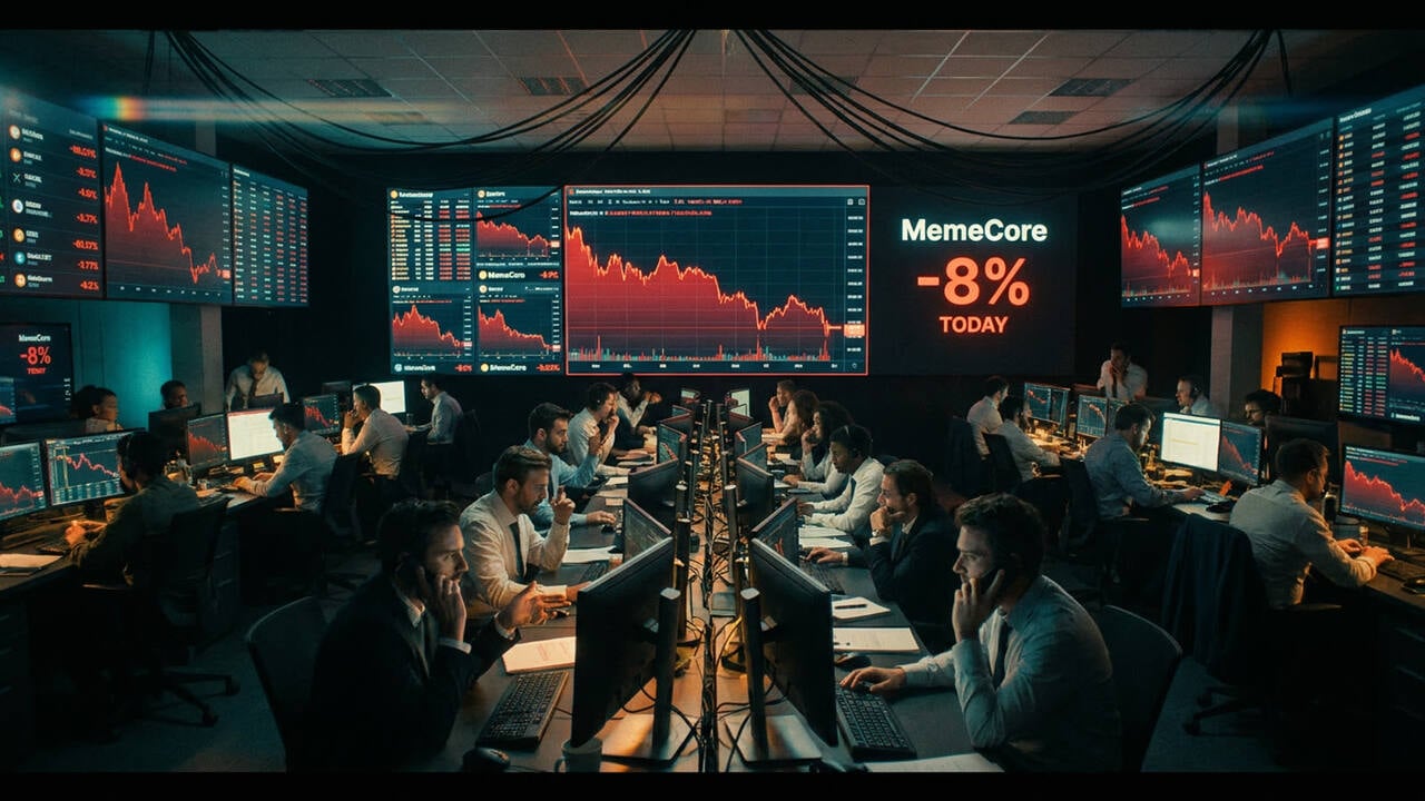 MemeCore drops 8% in a day, testing whether meme coins can survive their own success. The token is still up 600% on the year.