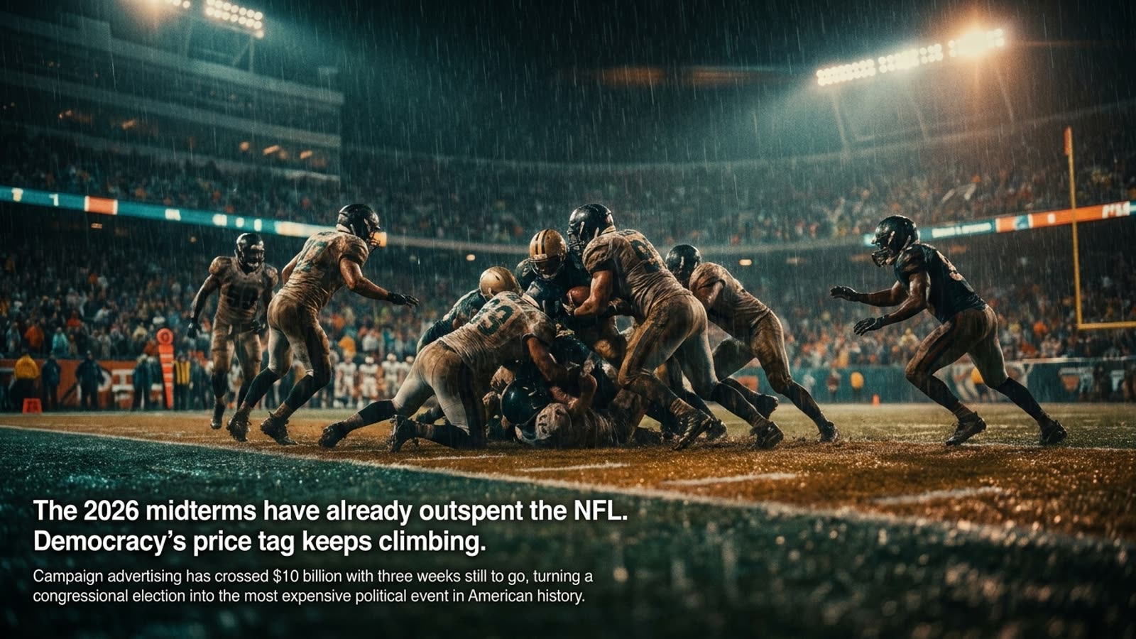 The 2026 midterms have already outspent the NFL. Democracy's price tag keeps climbing.