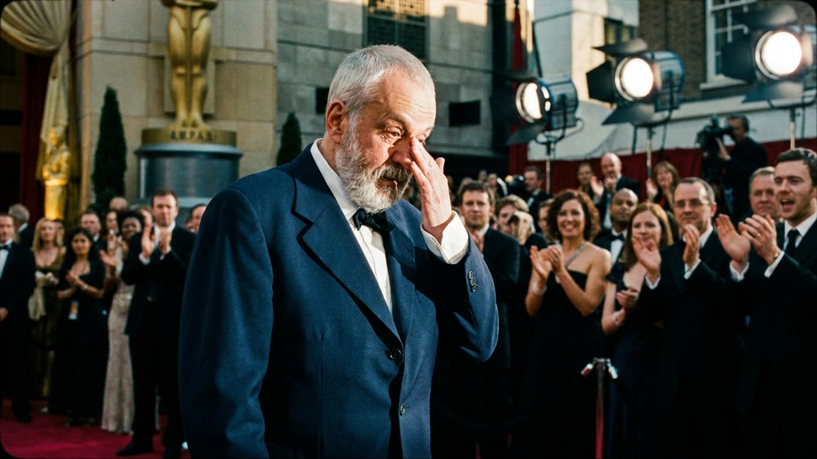 Mike Leigh takes his final bow. London, for once, stood and clapped.