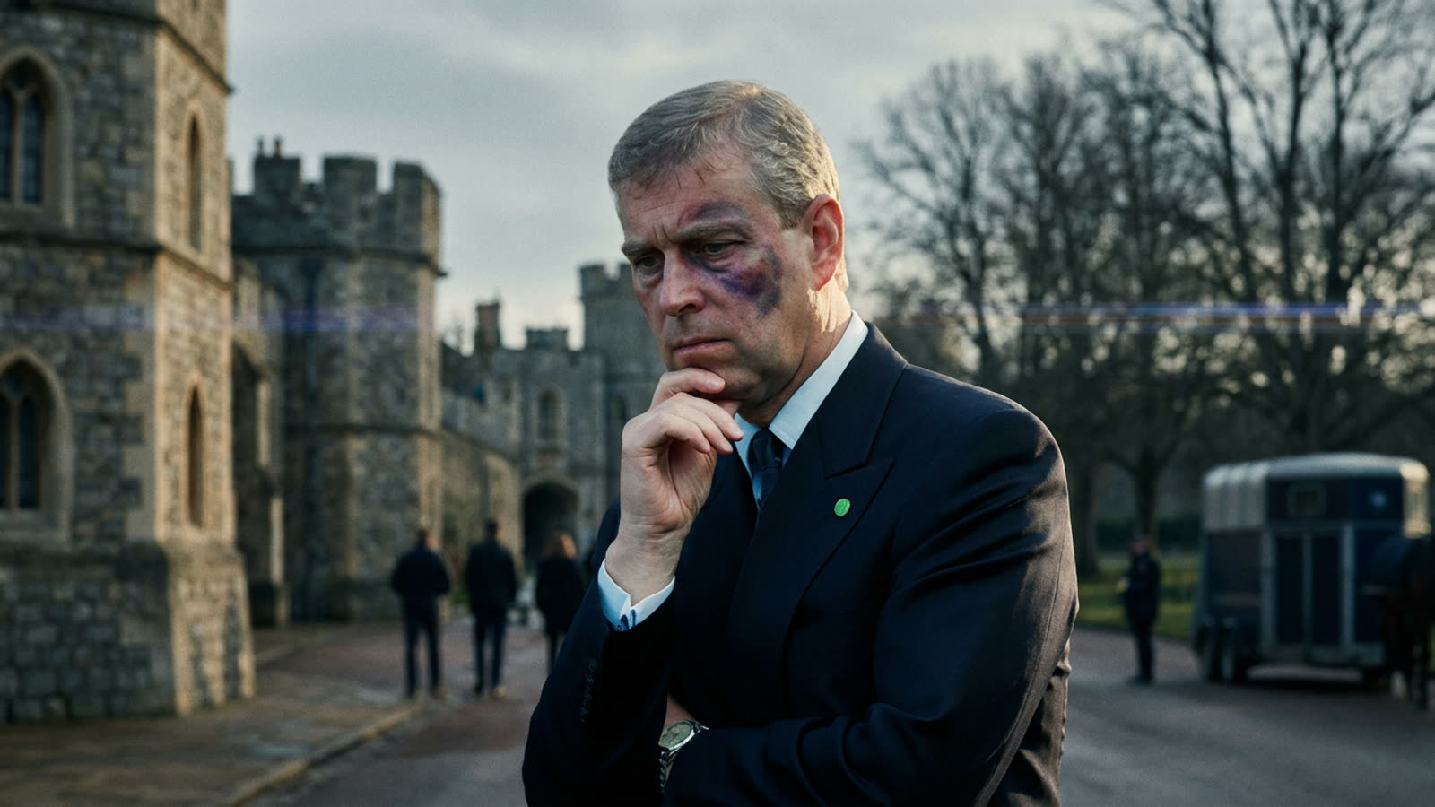 Prince Andrew emerges with a massive facial bruise. The Duke of York's public image continues its spectacular decline.