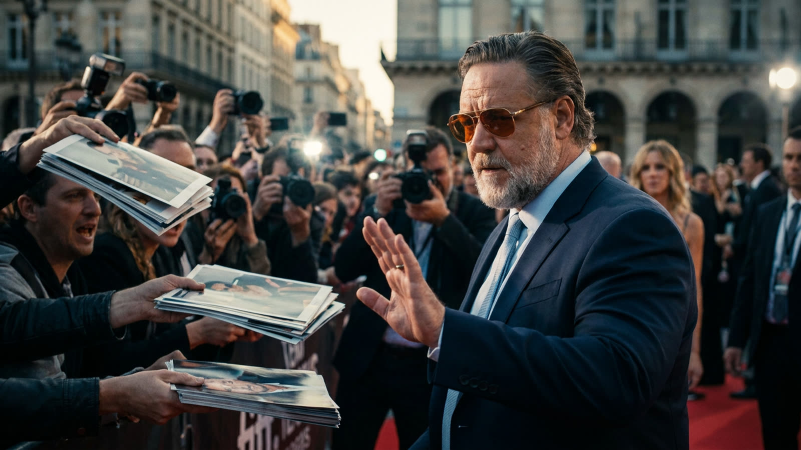 Russell Crowe draws a line in Paris. The autograph economy has finally exhausted even its most genial participants.