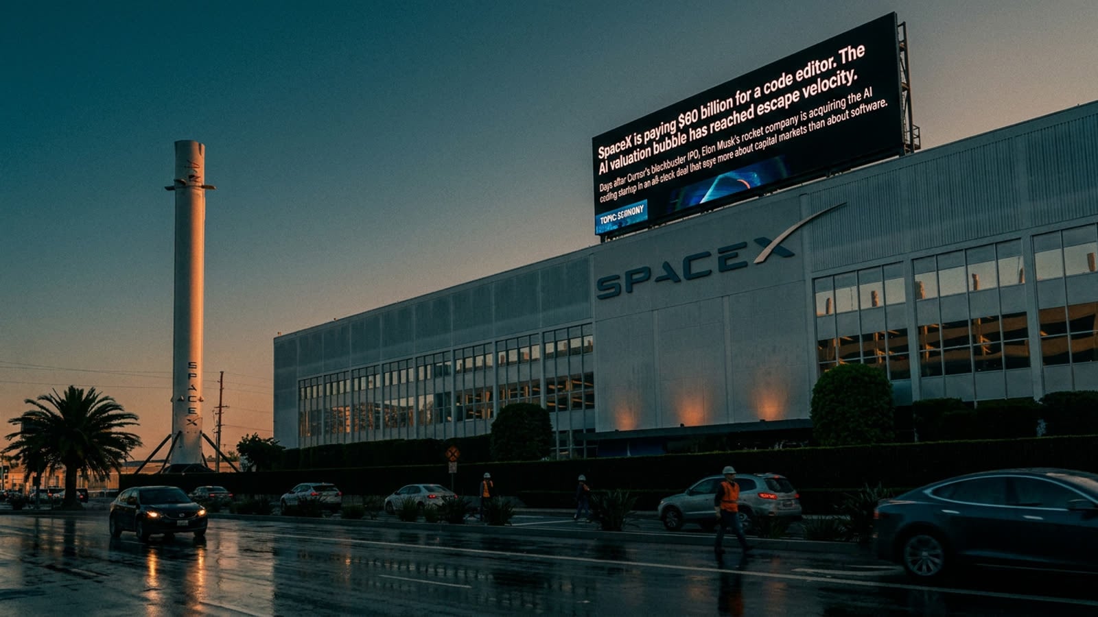SpaceX is paying $60 billion for a code editor. The AI valuation bubble has reached escape velocity.