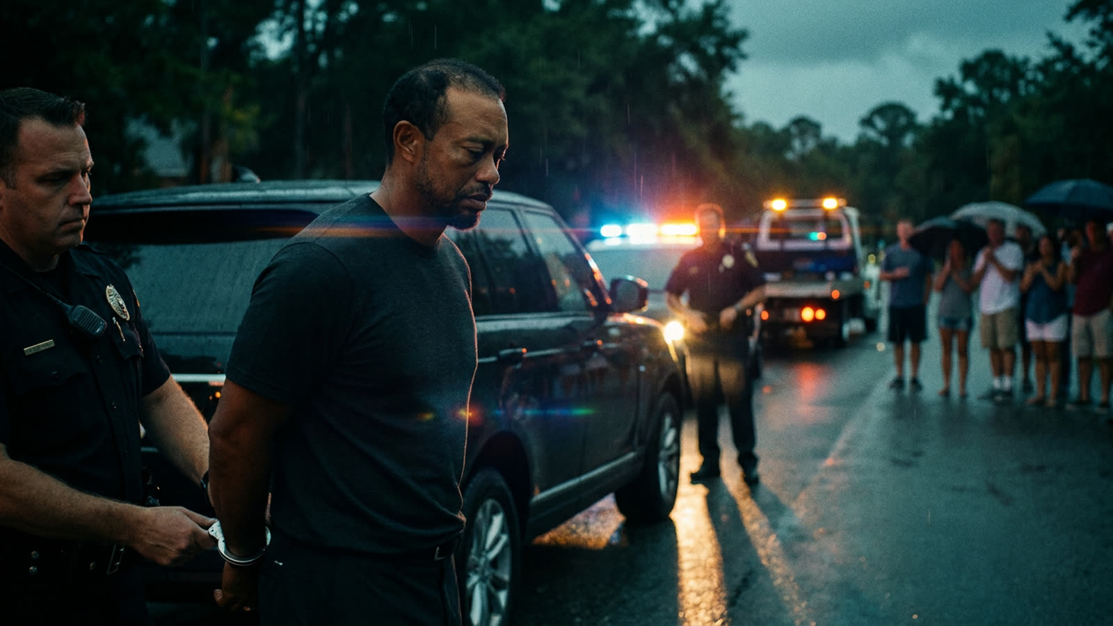 Tiger Woods's wrecked Range Rover resurfaces in a California junkyard. The image is a reminder that even the greatest comebacks have footnotes.