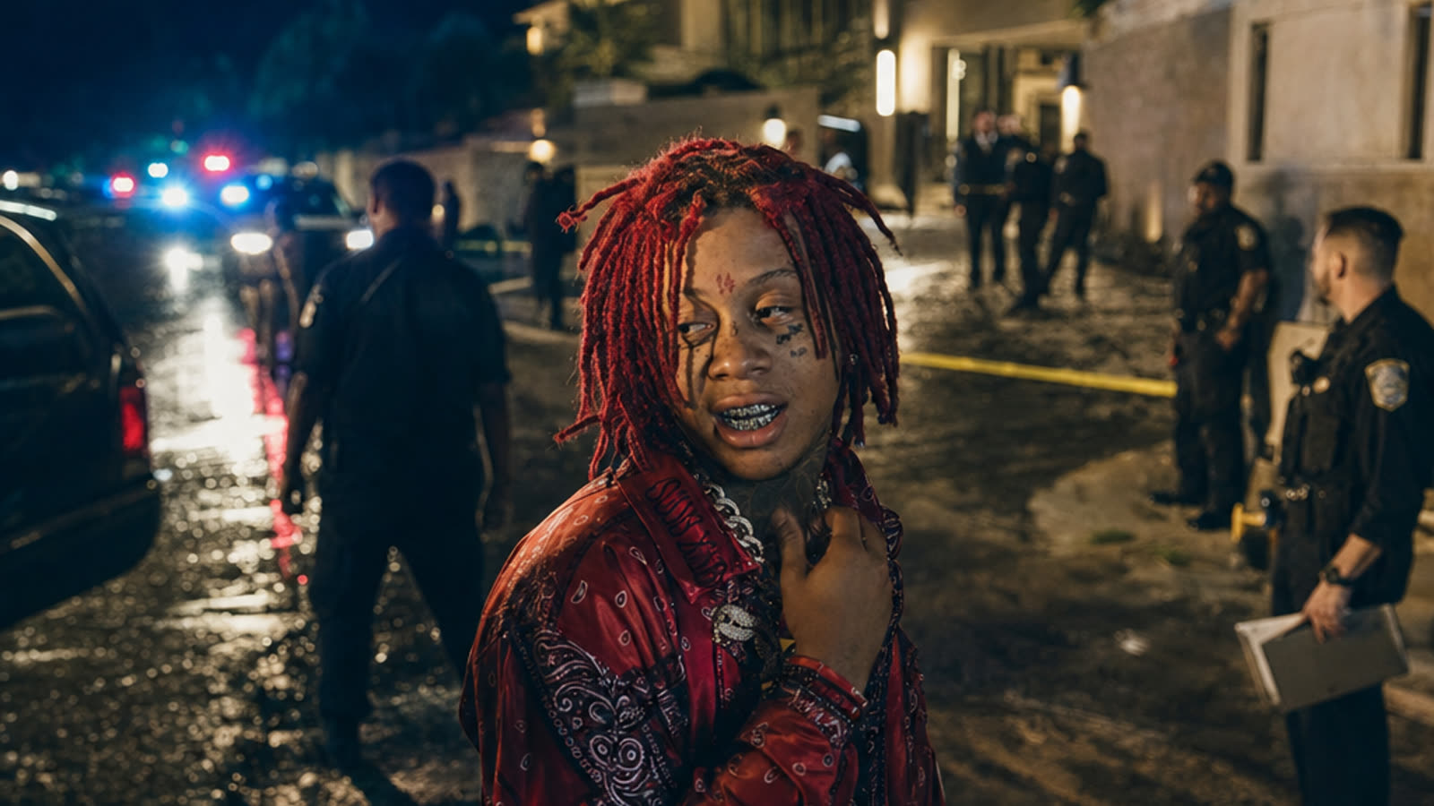 Trippie Redd's home becomes a crime scene. The rapper wasn't the target, but his address was.