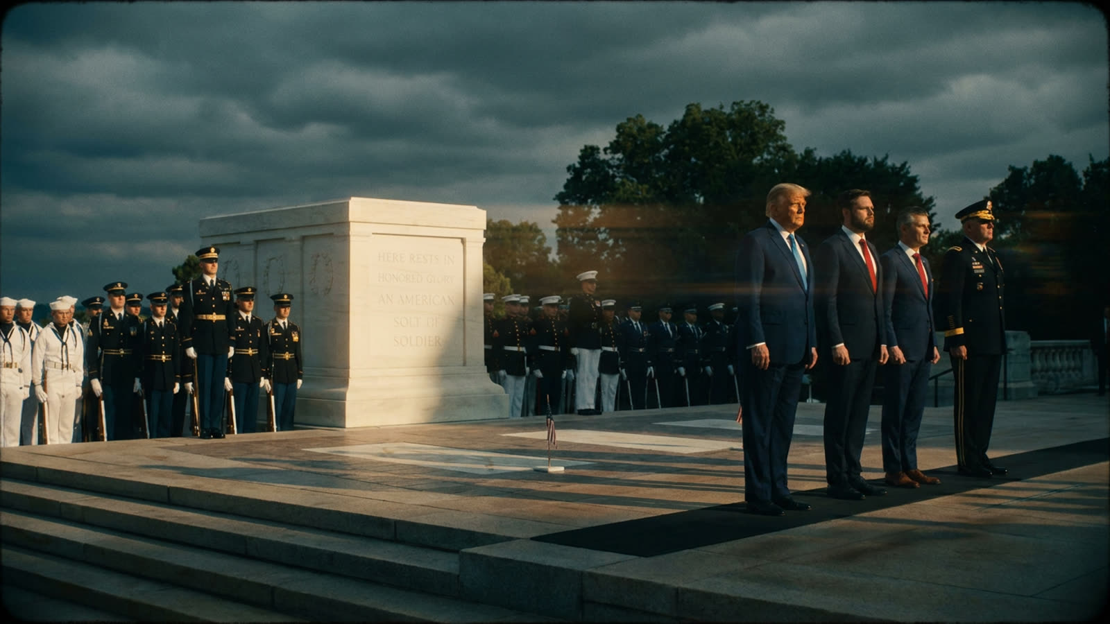 Trump's Arlington Visit Tries to Close the Loop. The Loop Resists.