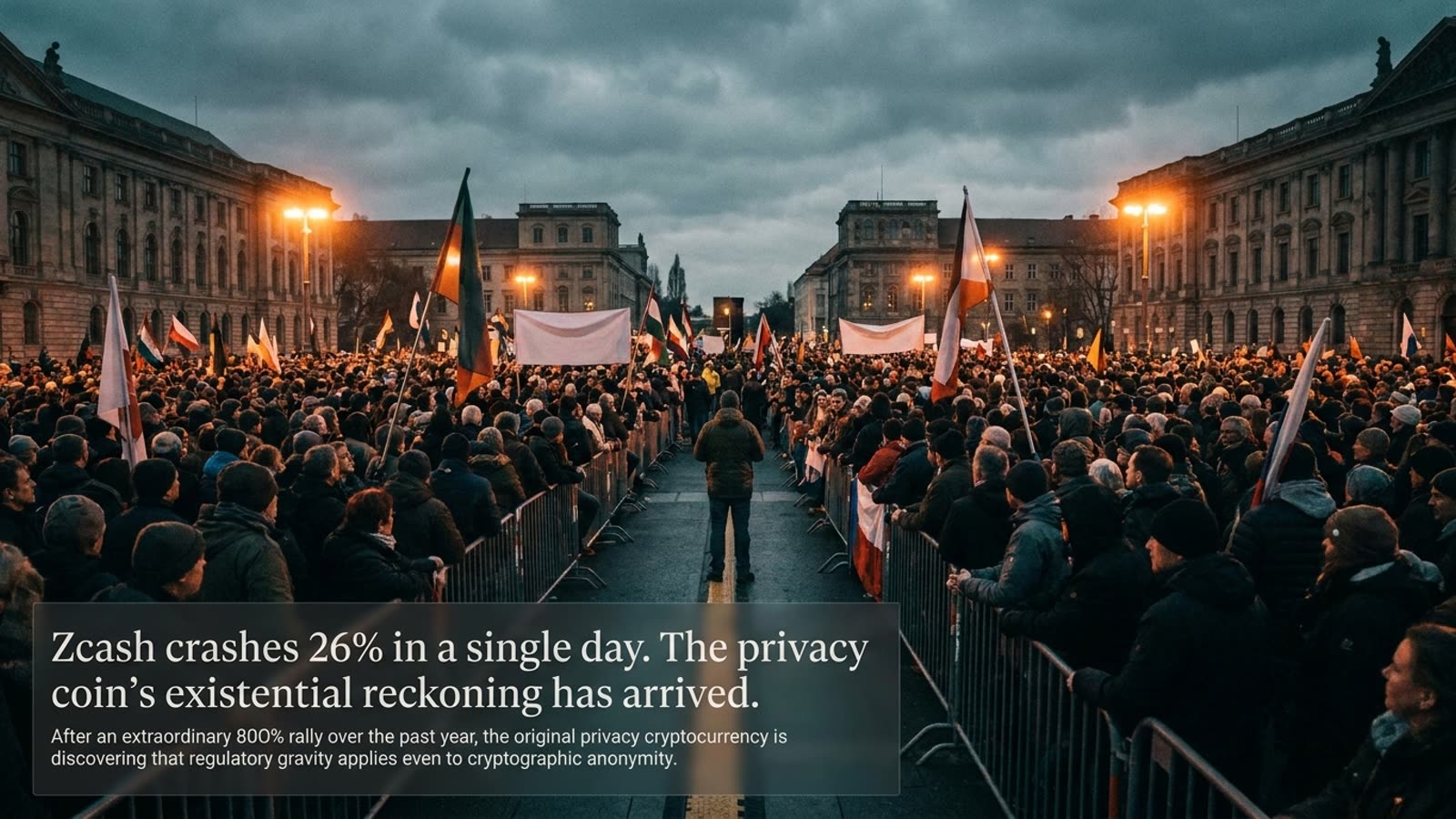 Zcash crashes 26% in a single day. The privacy coin's existential reckoning has arrived.