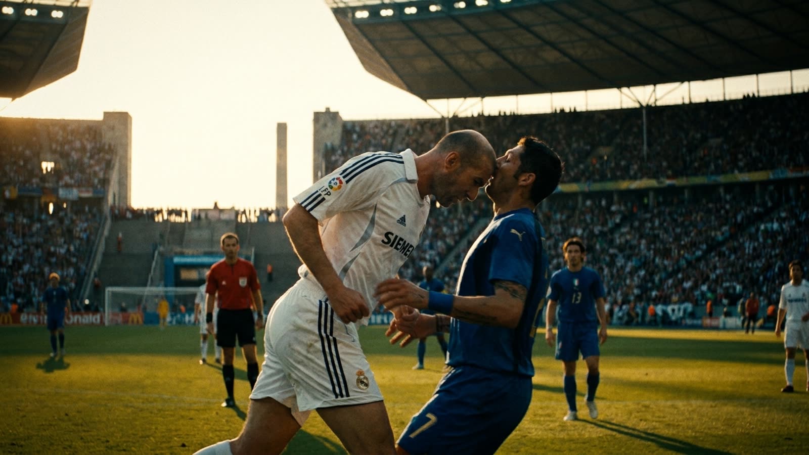 The headbutt that haunts football. Zinedine Zidane's final act rewrote what we expect from sporting farewells.